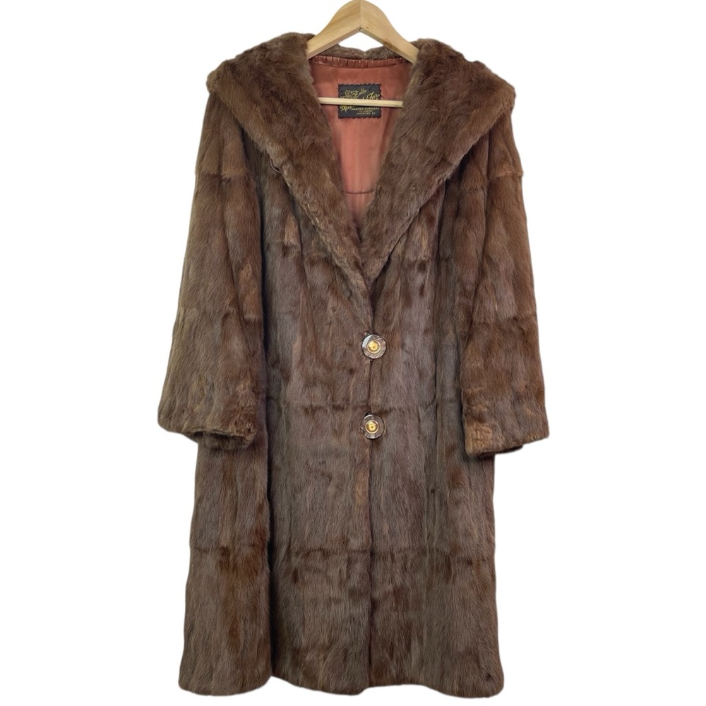 Vintage A-Line Genuine Fur Coat Women’s Brown Longline Princess Mobwife Overcoat
